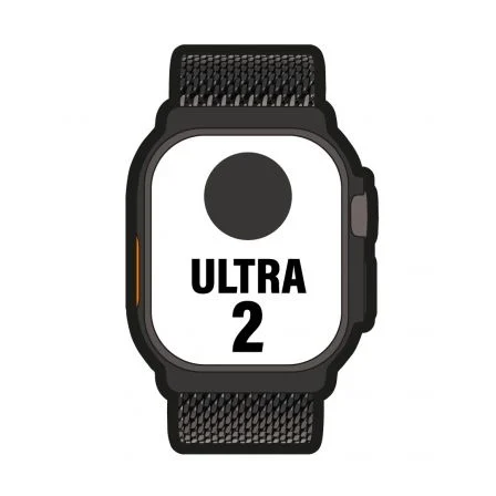 Apple Watch Ultra 2 con Caja de Titanio Negro y Pulsera Milanese Loop Negro L